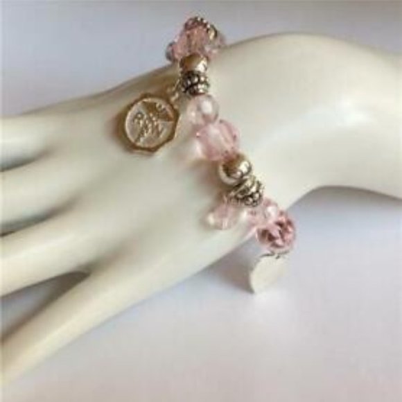 Nursing Charm Bracelet #1 Nurse Caduceus RN Pink Graduation Gift Silver Plated - Picture 2 of 9